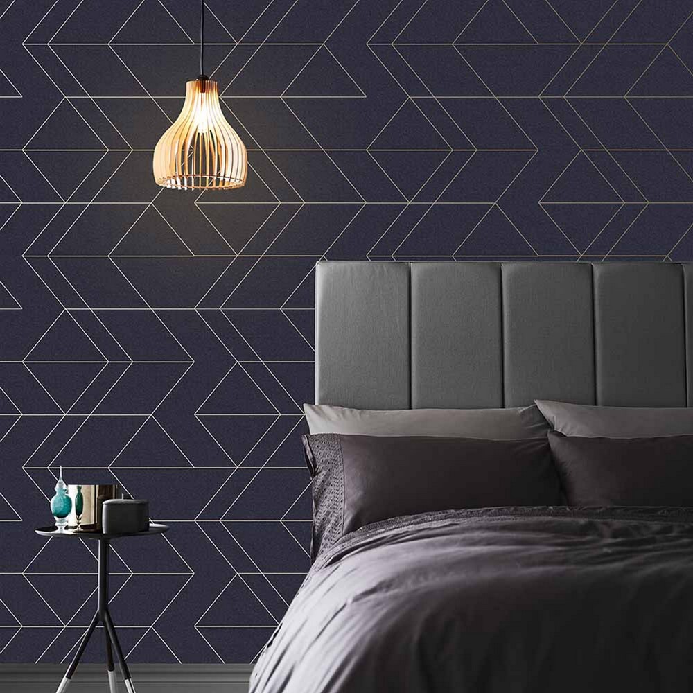 Balance Wallpaper 106757 by Graham & Brown in Navy Gold